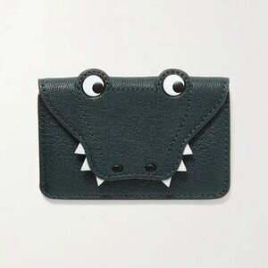 Anya Hindmarch crocodile textured leather cardholder green